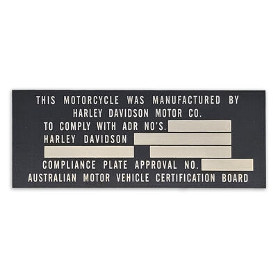 Durablack Vehicle Compliance Plate